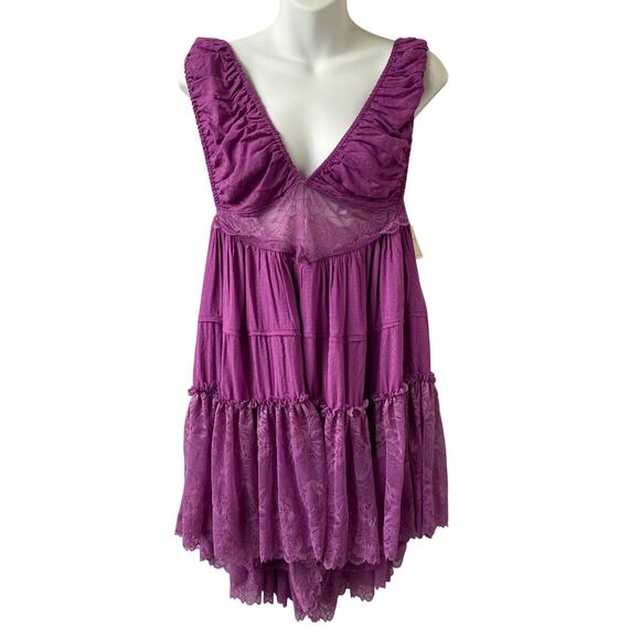 Free People Intimately Romper Sleepwear Women M Orchid Lace Fairy Open Back NWT